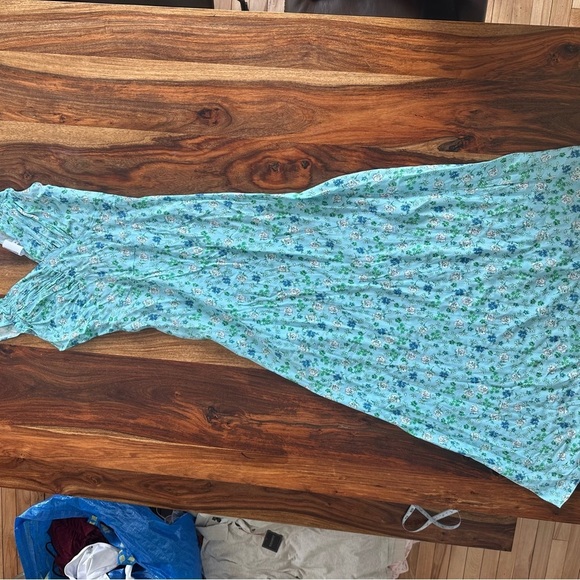 Skylar + Madison Floral Maxi Dress Sky blue boho Cottagecore v neck medium - Picture 5 of 9